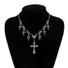 Jewelry Hiphop Cross Pendant Clavicle Chain Necklace Dark Gothic Style Metal Alloy Electroplated Geometric