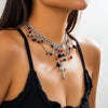 Jewelry Hiphop Cross Pendant Clavicle Chain Necklace Dark Gothic Style Metal Alloy Electroplated Geometric