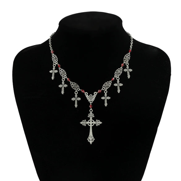 Jewelry Hiphop Cross Pendant Necklace Alloy Metal Geometric Electroplating For Women