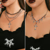 Jewelry Hiphop Cross Pendant Necklace Alloy Metal Geometric Electroplating For Women