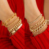 Jewelry Hiphop Punk Alloy Diamondencrusted Cuban Buckle Chain Bracelet Set With Geometric Pattern