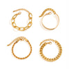 Jewelry Hiphop Punk Alloy Diamondencrusted Cuban Buckle Chain Bracelet Set With Geometric Pattern