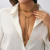 Jewelry Hiphop Style Geometric Copper Beaded Yshaped Disc Tassel Clavicle Chain Electroplated