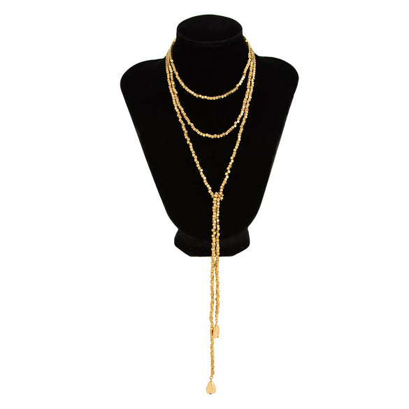 Jewelry Hiphop Style Geometric Copper Beaded Yshaped Disc Tassel Clavicle Chain Electroplated