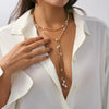 Jewelry Hiphop Style Geometric Copper Beaded Yshaped Disc Tassel Clavicle Chain Electroplated