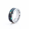 Jewelry Imitation Abalone Shell Inlaid Titanium Steel Ring Electroplated Geometric Style