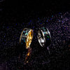Jewelry Imitation Abalone Shell Inlaid Titanium Steel Ring Electroplated Geometric Style