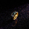 Jewelry Imitation Abalone Shell Inlaid Titanium Steel Ring Electroplated Geometric Style