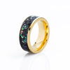 Jewelry Imitation Abalone Shell Inlaid Titanium Steel Ring Electroplated Geometric Style