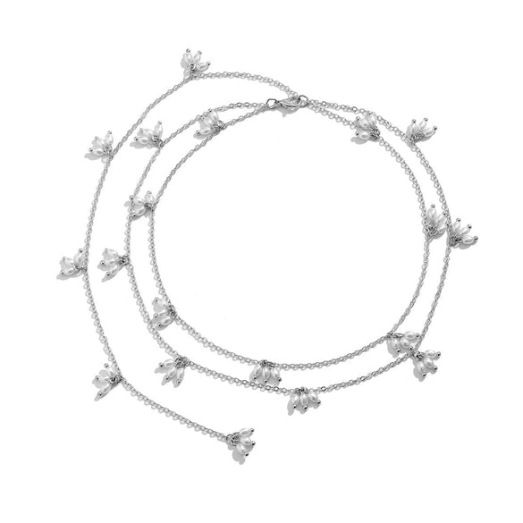 Jewelry Imitation Pearl Alloy Elegant Simple Geometric Tassel Chain Back Chain Necklace With Electroplating For Women