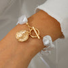 Jewelry Imitation Pearl Alloy Geometric Asymmetrical Shaped Clavicle Chain Set Electroplated