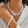 Jewelry Imitation Pearl Alloy Geometric Asymmetrical Shaped Clavicle Chain Set Electroplated
