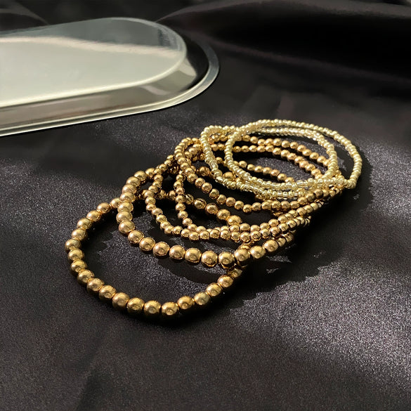 Jewelry Imitation Pearl Alloy Geometric Round Bead Stitching Electroplating Bracelet For Women