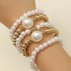 Jewelry Imitation Pearl Alloy Geometric Round Bead Stitching Electroplating Bracelet For Women