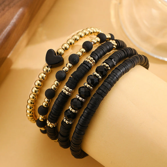 Jewelry Imitation Pearl Alloy Geometric Round Bead Stitching Electroplating Bracelet For Women