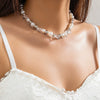 Jewelry Imitation Pearl Alloy Star Beaded Necklace With Electroplating