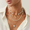 Jewelry Imitation Pearl Alloy Starfish Pendant Necklace Electroplating Light Luxury Style