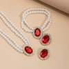 Jewelry Imitation Pearl Beaded Geometric Light Luxury Electroplated Necklace For Women