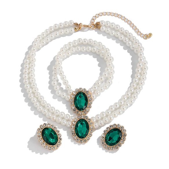 Jewelry Imitation Pearl Beaded Geometric Light Luxury Electroplated Necklace For Women