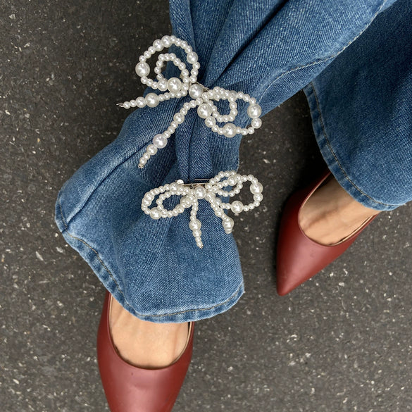 Jewelry Imitation Pearl Bow Anklets Simple Style