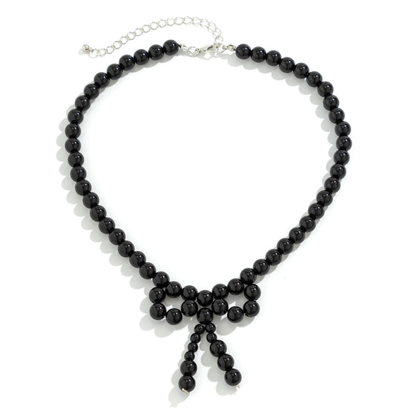 Jewelry Imitation Pearl Bow Handmade Beaded Knotted Necklace For Women