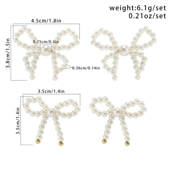 Jewelry Imitation Pearl Bow Tassel Earrings Electroplated