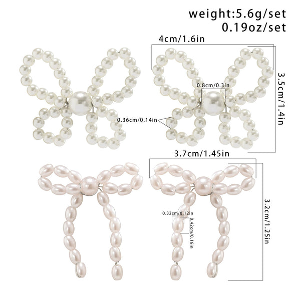 Jewelry Imitation Pearl Bow Tassel Earrings Electroplated