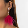 Jewelry Imitation Pearl Feather Tassel Handmade Geometric Earrings For Women