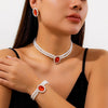 Jewelry Imitation Pearl Geometric Ball Chain Choker Neck Chain