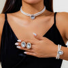 Jewelry Imitation Pearl Geometric Ball Chain Choker Neck Chain
