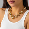 Jewelry Imitation Pearl Geometric Ball Chain Electroplated Women Choker