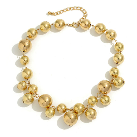 Jewelry Imitation Pearl Geometric Ball Chain Electroplated Women Choker