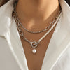 Jewelry Imitation Pearl Geometric Ball Chain Electroplated Women's Necklace