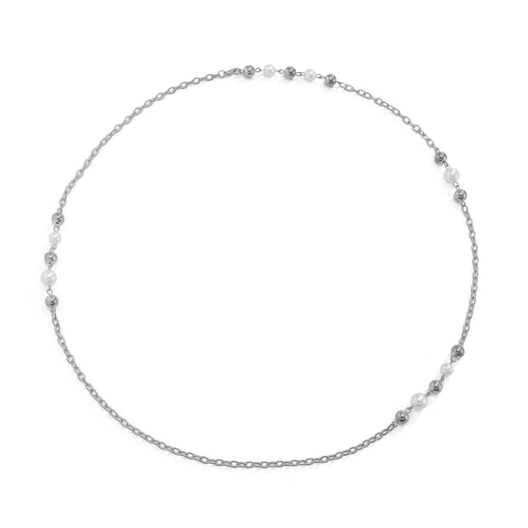 Jewelry Imitation Pearl Geometric Ball Chain Long Chain Necklace Electroplated For Women