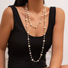 Jewelry Imitation Pearl Geometric Ball Chain Long Chain Necklace Electroplated For Women