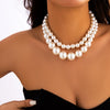 Jewelry Imitation Pearl Geometric Handmade Chocker Clavicle Chain Women