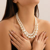 Jewelry Imitation Pearl Geometric Handmade Chocker Clavicle Chain Women