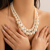 Jewelry Imitation Pearl Geometric Handmade Chocker Clavicle Chain Women