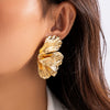 Jewelry Imitation Pearl Geometric Leaf Pleated Electroplated Women's Earrings