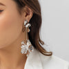 Jewelry Imitation Pearl Geometric Leaf Pleated Electroplated Women's Earrings
