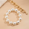 Jewelry Imitation Pearl Geometric Metal Chain Bracelet Electroplated For Women