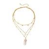 Jewelry Imitation Pearl Geometric Plastic Resin Alloy Electroplated Multilayer Necklace For Women