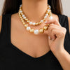 Jewelry Imitation Pearl Geometric Punk Ball Chain Electroplated Short Necklace Choker