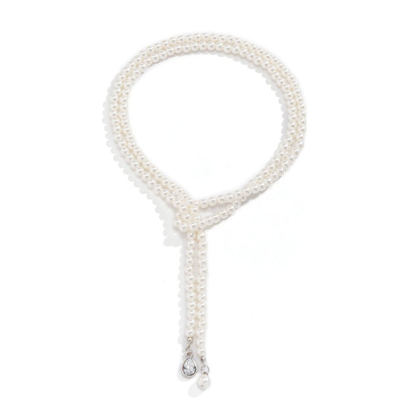 Jewelry Imitation Pearl Glass Alloy Geometric Tassel Necklace Electroplating