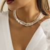 Jewelry Imitation Pearl Glass Alloy Geometric Tassel Necklace Electroplating