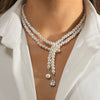 Jewelry Imitation Pearl Glass Alloy Geometric Tassel Necklace Electroplating