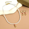 Jewelry Imitation Pearl Heart Pattern Electroplating Valentine's Day Earrings And Necklace