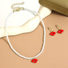 Jewelry Imitation Pearl Heart Pattern Electroplating Valentine's Day Earrings And Necklace