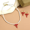 Jewelry Imitation Pearl Heart Pattern Electroplating Valentine's Day Earrings And Necklace