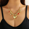 Jewelry Imitation Pearl Heart Pattern Electroplating Valentine's Day Earrings And Necklace